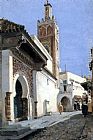 A Street Scene with a Mosque, Tangier by Manuel Garcia y Rodriguez
